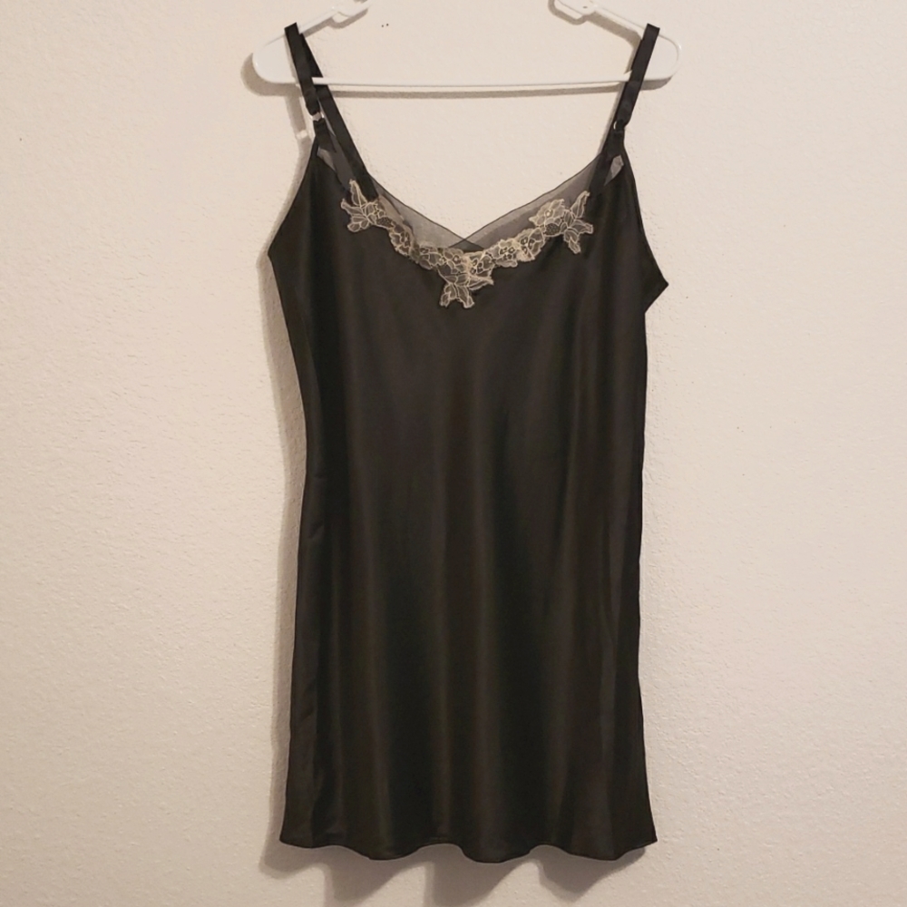Victoria's Secret Slip Dress | Black with White Lace